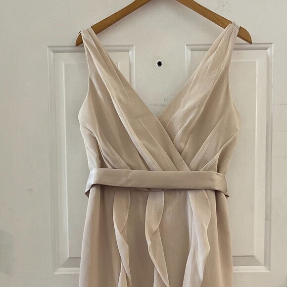 Vera Wang White Chiffon Cascading Skirt Plus-Size Event Maxi Dress Sz 14 - Picture 2 of 12